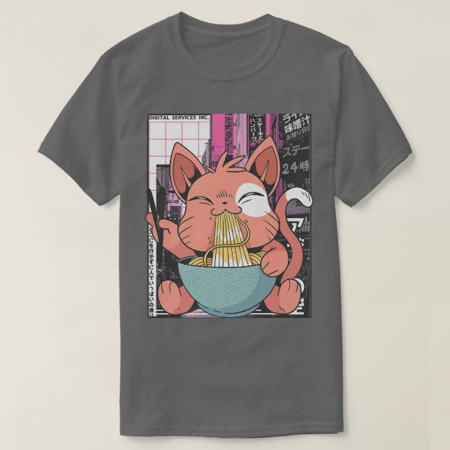 Ramen Cat Lover Kawaii Anime 1495 T-Shirt (Design Front)