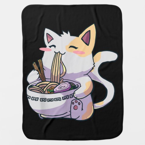 Ramen Cat Neko Kawaii Anime Japanese Baby Blanket