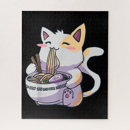 Ramen Cat Neko Kawaii Anime Japanese Jigsaw Puzzle