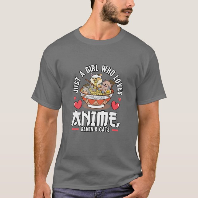 Ramen Cat Neko Kawaii Anime Japanese Noodles Gift T-Shirt (Front)