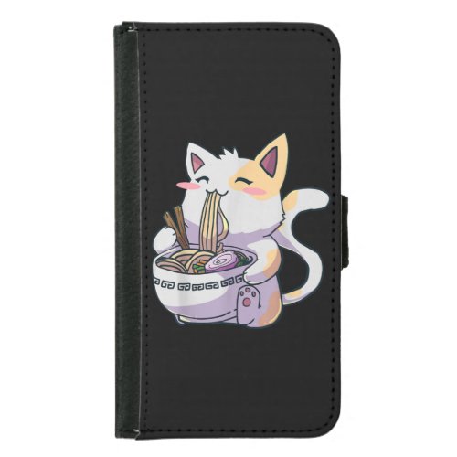 Ramen Cat Neko Kawaii Anime Japanese Samsung Galaxy S5 Wallet Case