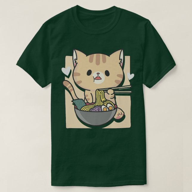 Ramen Cat Otaku Aesthetic Kawaii  T-Shirt (Design Front)