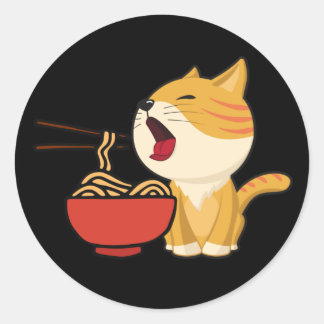 Ramen Cat, Ramen Noodles, Japanese Ramen Cat Classic Round Sticker
