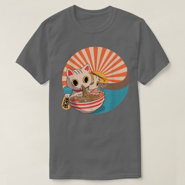 Ramen Cat T-shirt ,Japanese Kawaii Cute Anime T-Sh (Design Front)