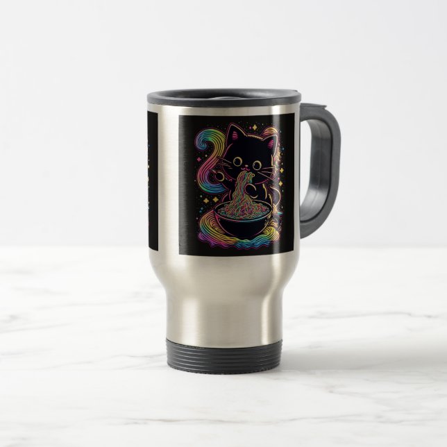 Ramen Cat Travel/Commuter Mug, 15 oz  Travel Mug (Front Right)