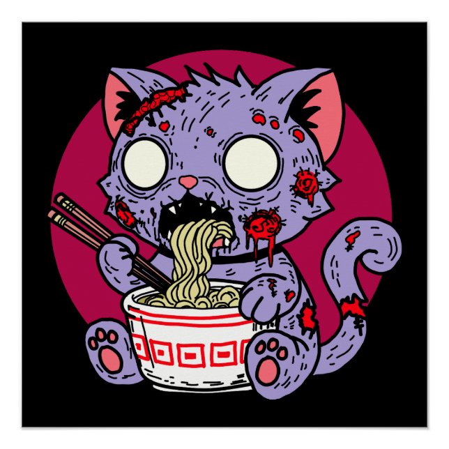 Ramen Cat Zombie Poster (Front)