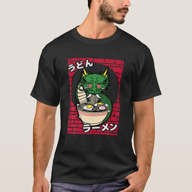 Ramen Dragon Tee Kawaii Cute Noodles Japanese Anim (Front)