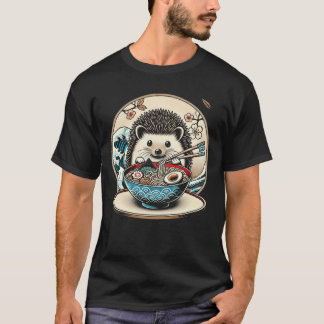 Ramen Eating Hedgehog T-Shirt – Adorable Foodie