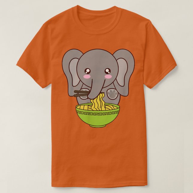 Ramen Elephant Kawaii Japanese Anime Cute Kimchi N T-Shirt (Design Front)