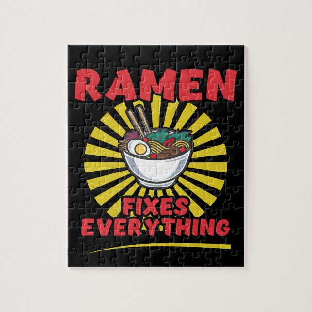 Ramen Fixes Everything - Funny Ramen Quote Design Jigsaw Puzzle (Vertical)