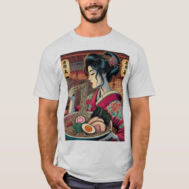 Ramen & Geisha - Ukiyo-e Style Art" T-Shirt (Front)