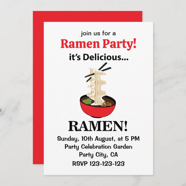 Ramen It's Delicious Ramen Invitation (Front/Back)