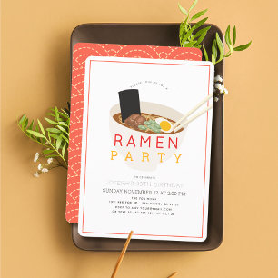 Ramen Japanese Chinese Asian Noodle Birthday Invitation