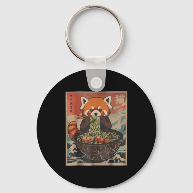 Ramen Japanese Graphic Tees Red Panda Anime Shirts Keychain (Front)
