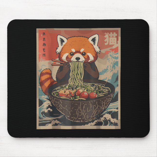 Ramen Japanese Graphic Tees Red Panda Anime Shirts Mouse Pad (Front)