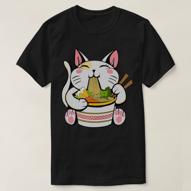Ramen Japanese Kawaii Cat Anime  T-Shirt (Design Front)
