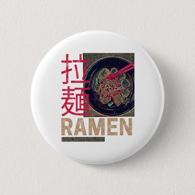 Ramen Japanese Noodle Anime Vintage Button (Front)