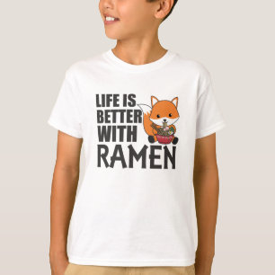 Ramen Japanese Noodle Cute Fox Eats Ramen T-Shirt
