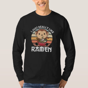 Ramen Japanese Noodles Sweet Monkey Eats Ramen T-Shirt