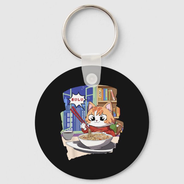 Ramen Kawaii Cat Anime  Keychain (Front)