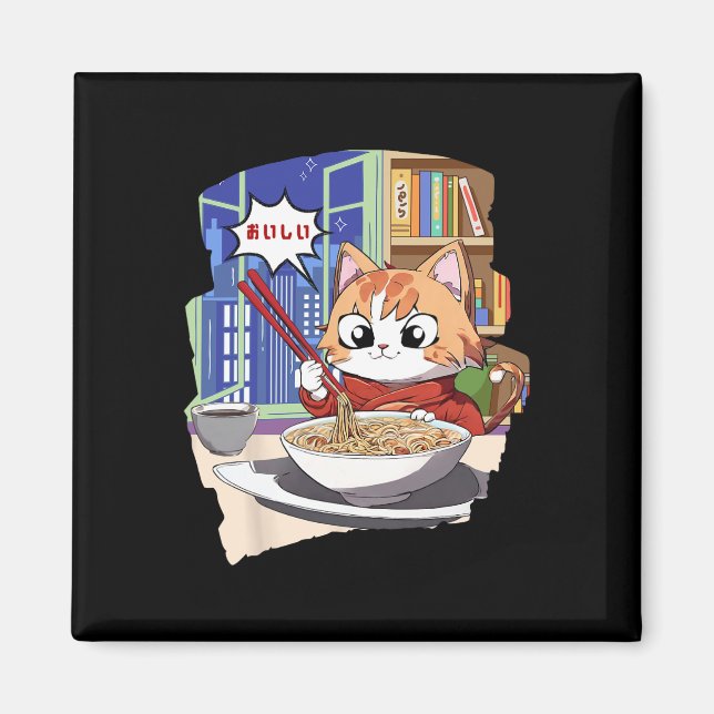 Ramen Kawaii Cat Anime  Magnet (Front)