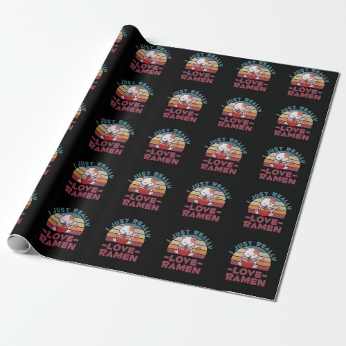 Ramen Lover Cute Cat Eating Japanese Noodles Wrapping Paper