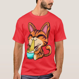 Ramen Lover Japanese Noodle Kawaii Bengal Cat Anim T-Shirt