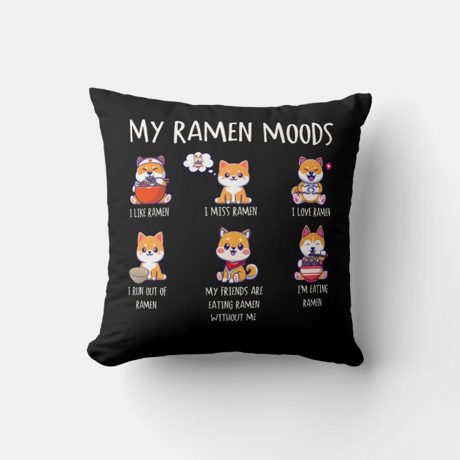 Ramen Lover Shiba Inu Dog Japanese Noodles Ramen M Throw Pillow (Front)