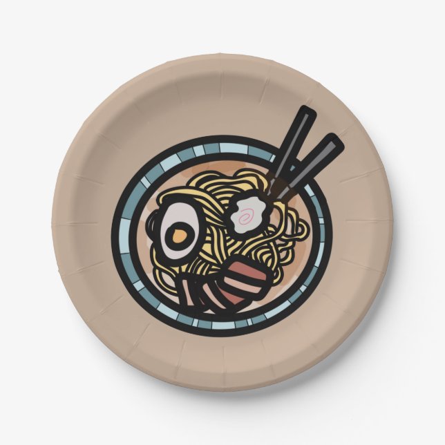 Ramen lovers cute Japanese Paper Plates (Front)