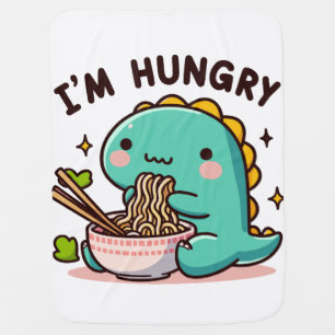 Ramen-Loving Dino: A Hungry Heart Baby Blanket