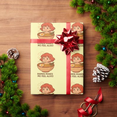 Ramen Makes Me Feel Alive Funny Noodle Lover Wrapping Paper