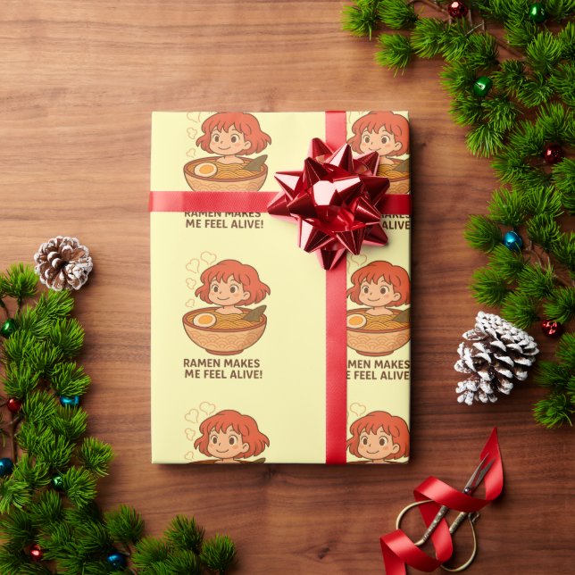 Ramen Makes Me Feel Alive Funny Noodle Lover Wrapping Paper (Holiday Gift)