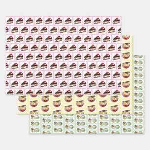 Ramen, Matcha, Black Forrest Cake, Foodie Wrapping Paper Sheets