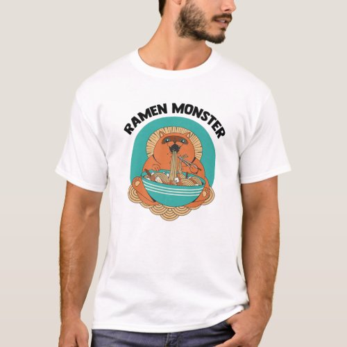 Ramen Monster _ Anime Animals _ Cat Japanese Aesth T_Shirt
