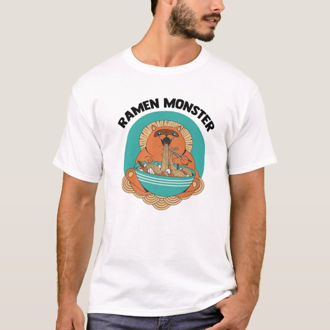 Ramen Monster - Anime Animals - Cat Japanese Aesth T-Shirt (Front)