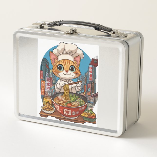 Ramen Neko � Funny Cat Chef Anime Food Metal Lunch Box (Front)