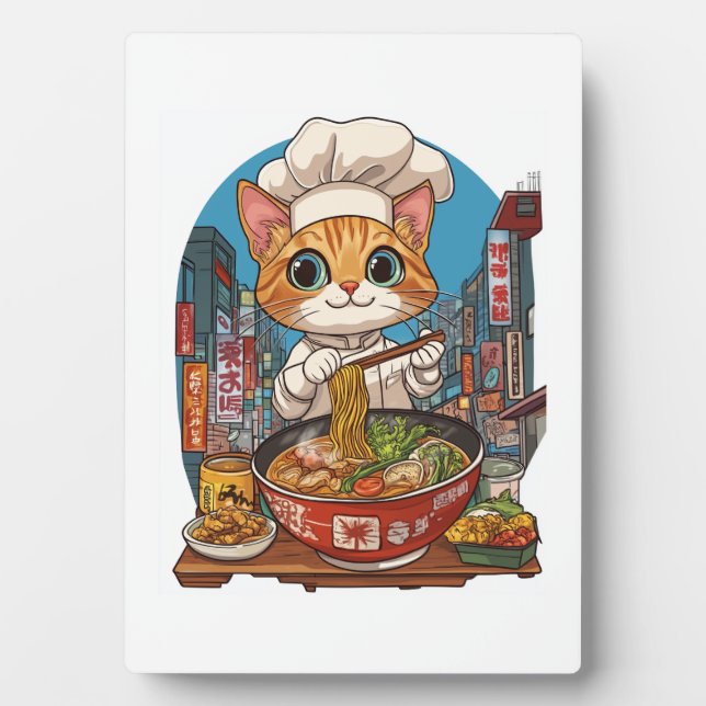 Ramen Neko � Funny Cat Chef Anime Food Plaque (Front)