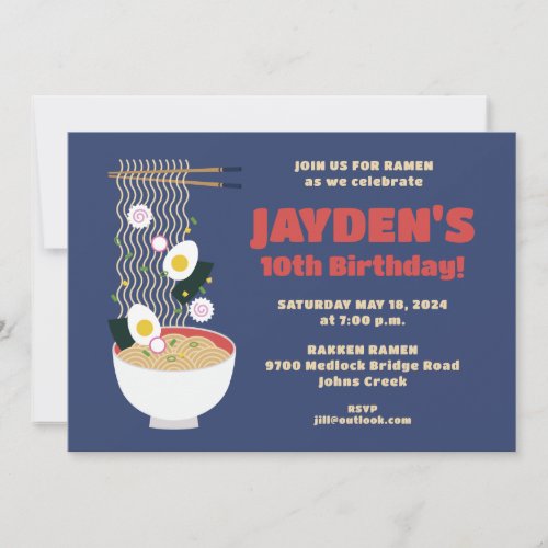 Ramen Noodle Birthday Party Invitation