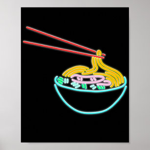 Ramen Noodle Bowl Chopstick Retro  Poster