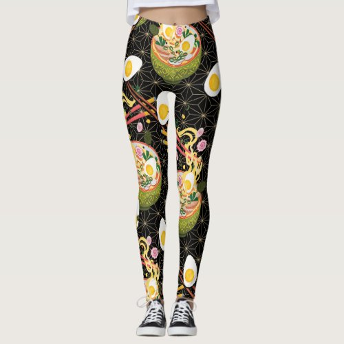 Ramen Noodle Bowl printed yoga leggings