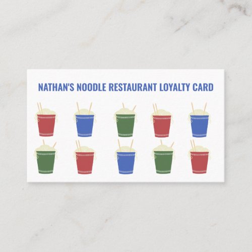 Ramen Noodle Cups Asian Restaurant Loyalty Rewards Business Card