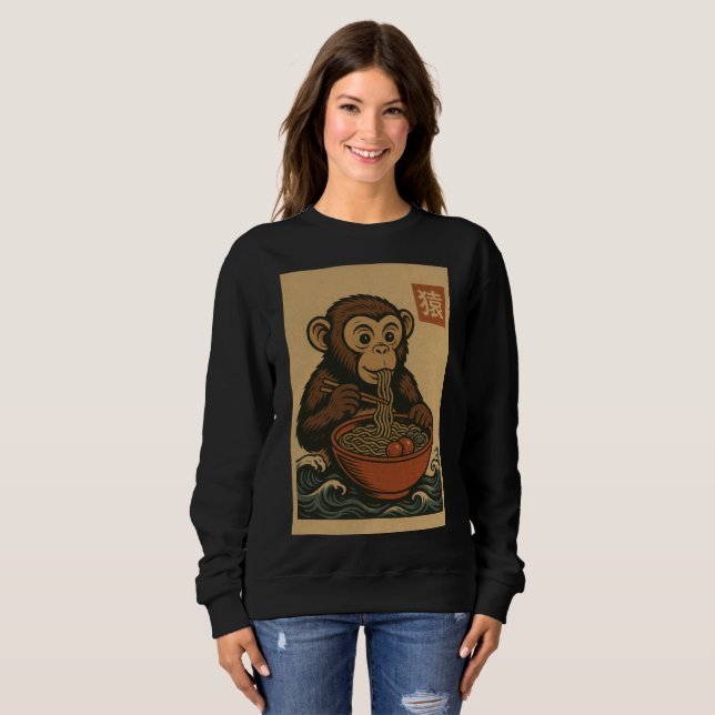 Ramen Noodle Eating: Monkey Women's sweatshirt (Front Full)