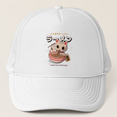 Ramen Noodle Life _ Ramen Calico Cat Trucker Hat