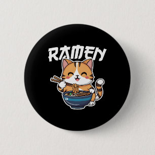 Ramen Noodle Neko Cat Japanese Kawaii Manga Anime  Button