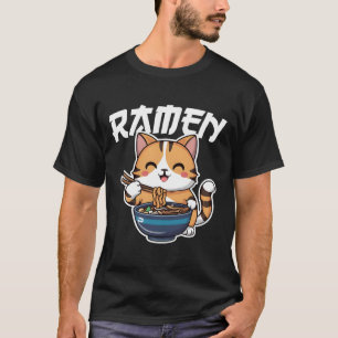 Ramen Noodle Neko Cat Japanese Kawaii Manga Anime  T-Shirt