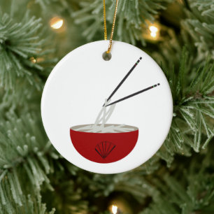 Ramen Noodles Asian Bowl Party Ceramic Ornament
