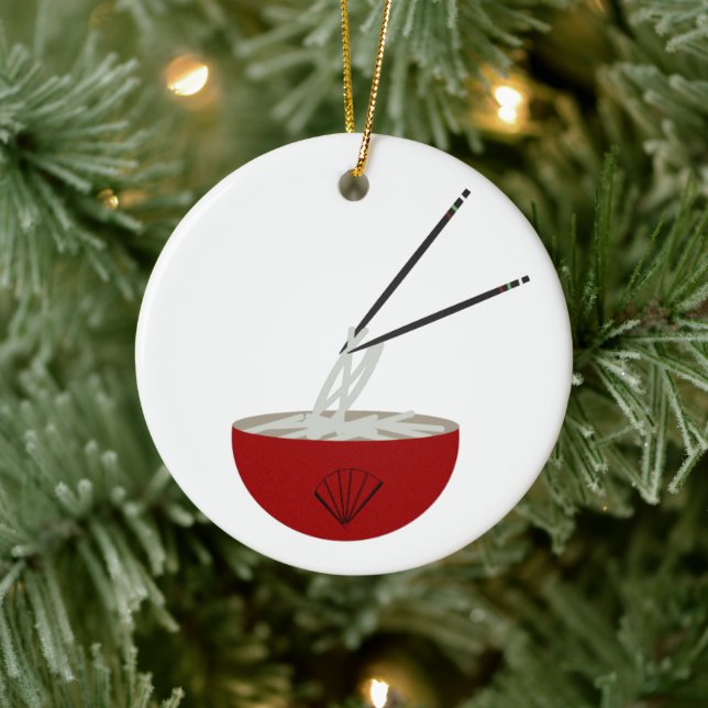 Ramen Noodles Asian Bowl Party Ceramic Ornament (Tree)