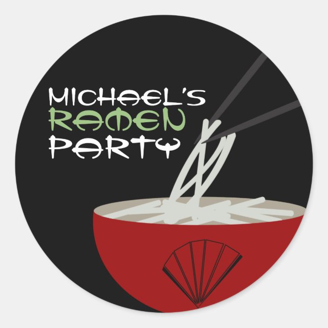 Ramen Noodles Asian Bowl Party Classic Round Sticker (Front)
