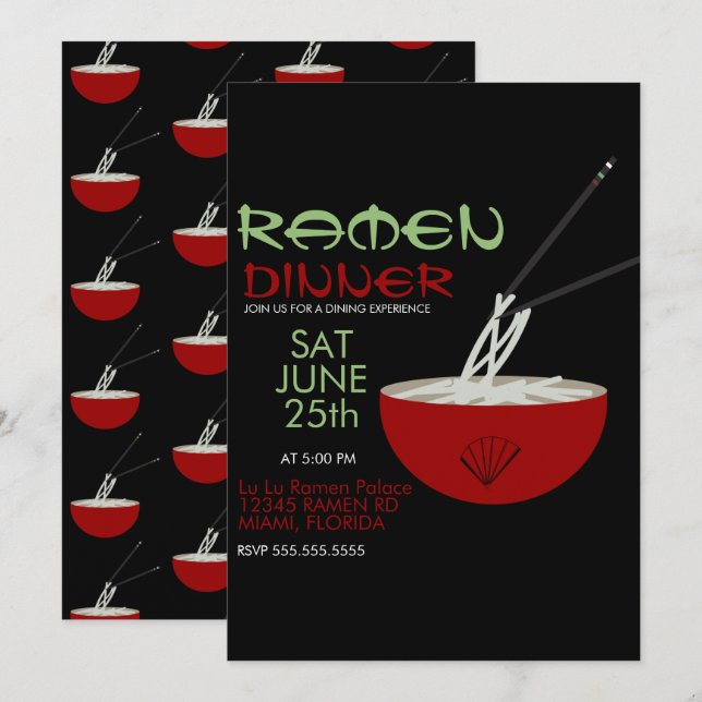 Ramen Noodles Asian Bowl Party Holiday Card (Front/Back)