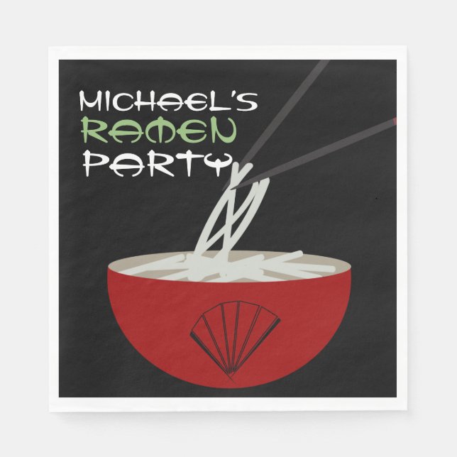 Ramen Noodles Asian Bowl Party Napkins (Front)